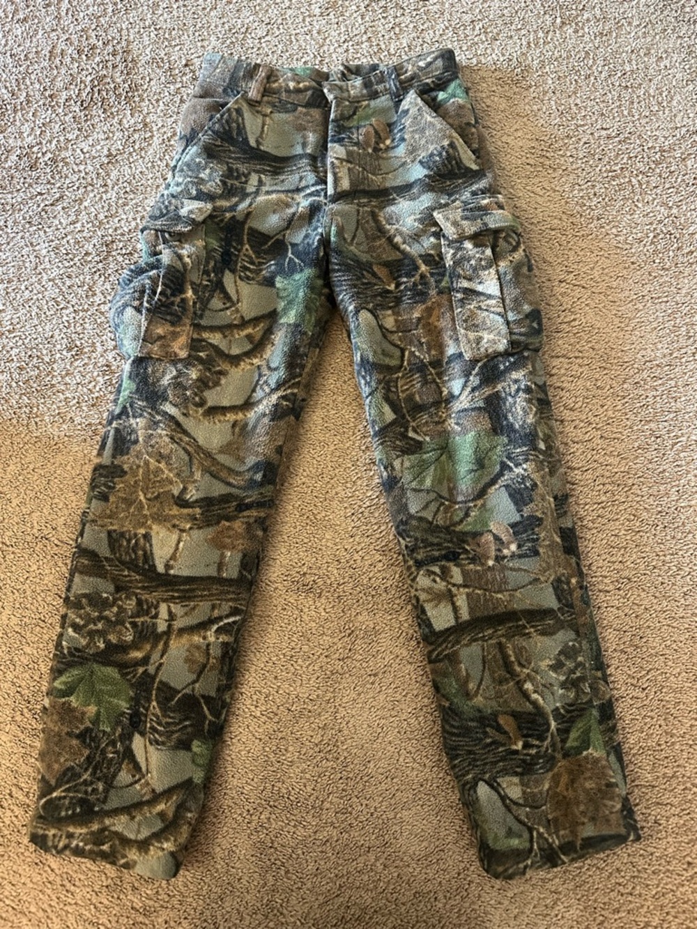 Cabelas Youth Fleece Camo Lined Cargo Pants Size 12 Hunting Outdoor Boys